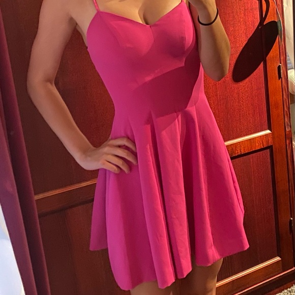 Bebe Hot Pink Flare Dress - Picture 2 of 5